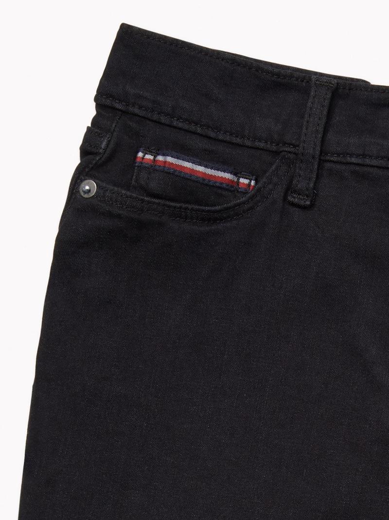 Női Tommy Hilfiger Essential Skinny Fit Black Wash Farmer Nadrág Fekete | HU 194QMA